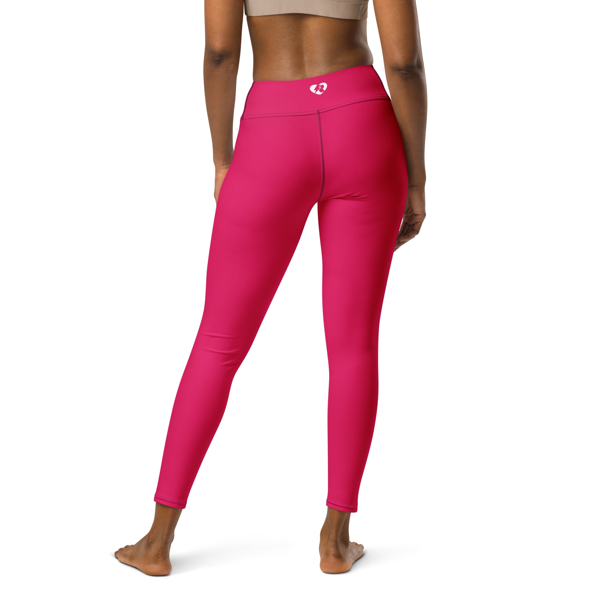 Neon Pink Love Heart Yoga Leggings